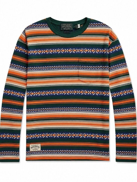 Polo country Other - Polo Country Ralph Lauren Men's M Striped Long Sleeve Shirt Green Orange Classic